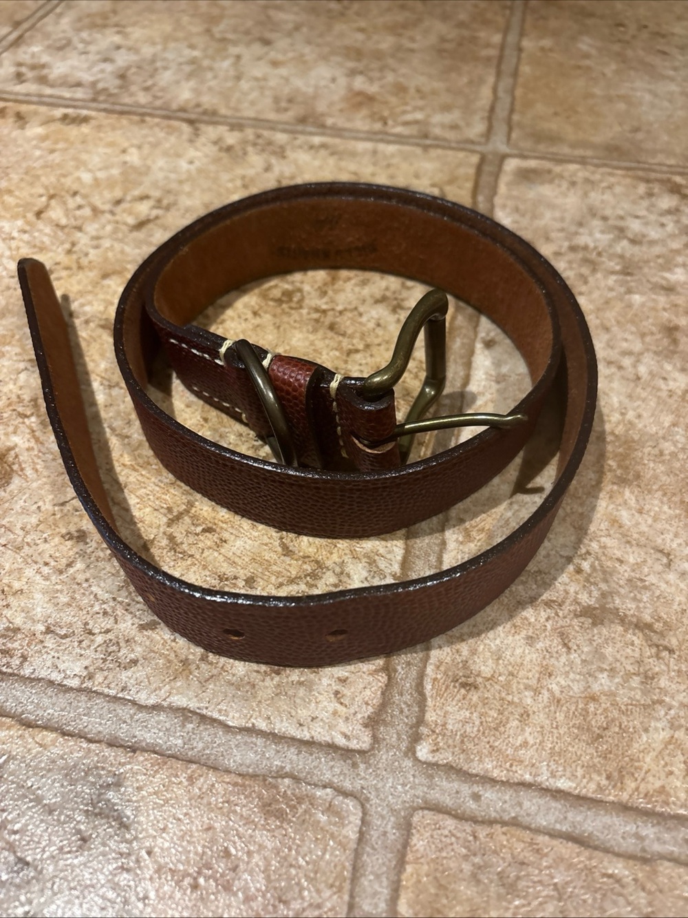 Bills chakis Men's Brown Leather Belt Bag Strap with Brass-Tone Buckle